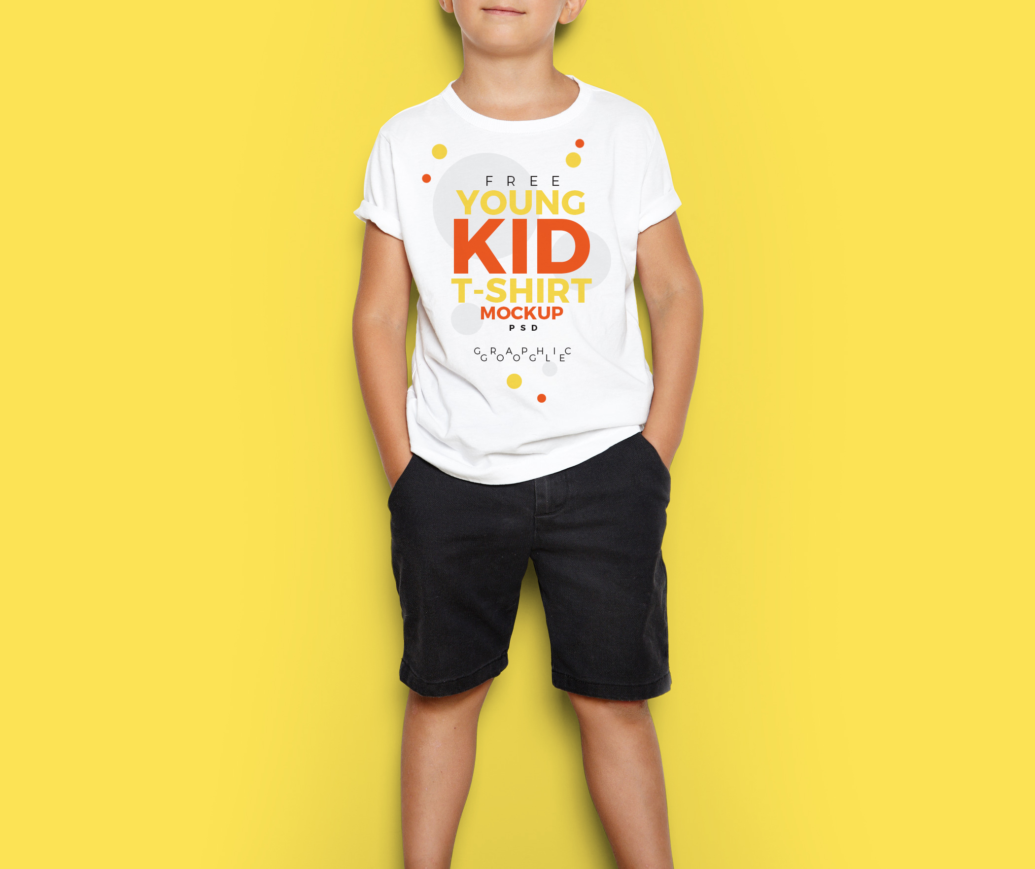 Free Young Kid T-Shirt MockUp PSD