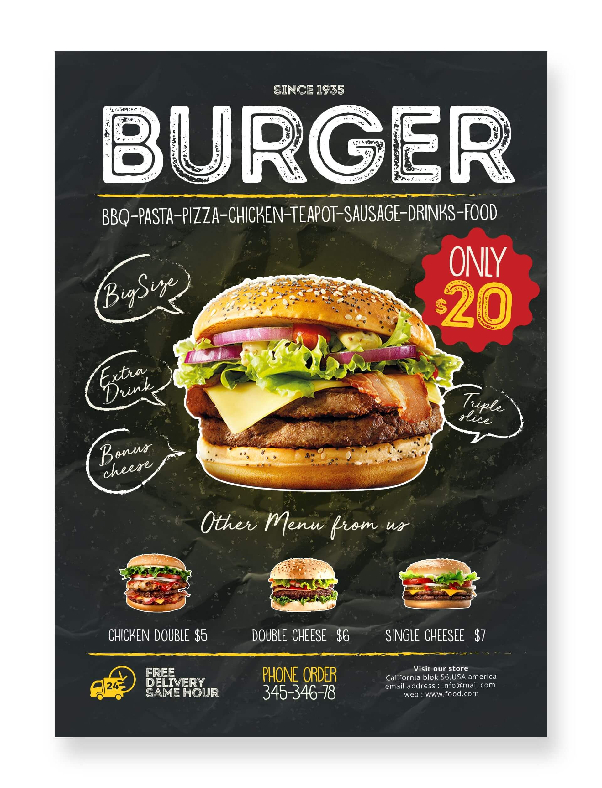 burger flyer free psd