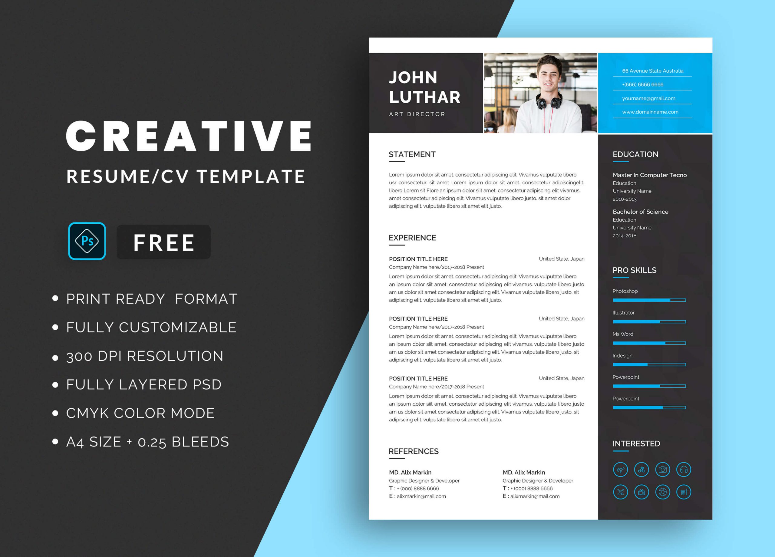 Resume Template Free PSD