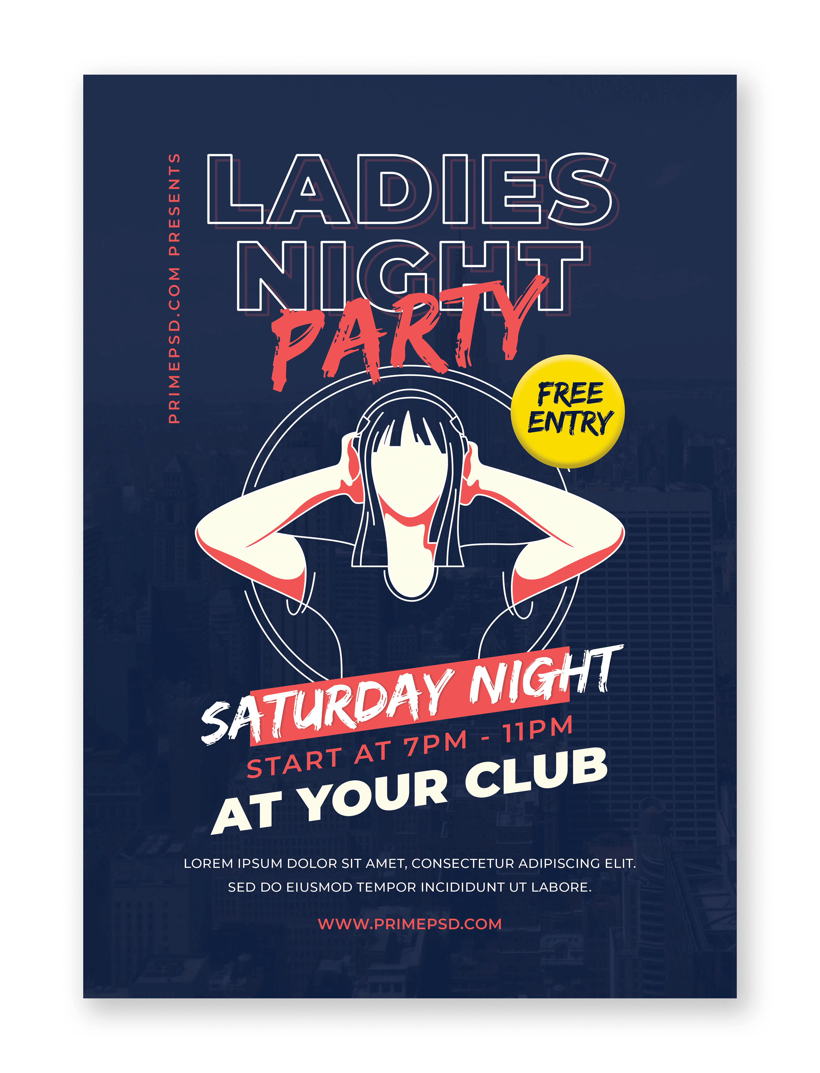 Ladies night party flyer psd