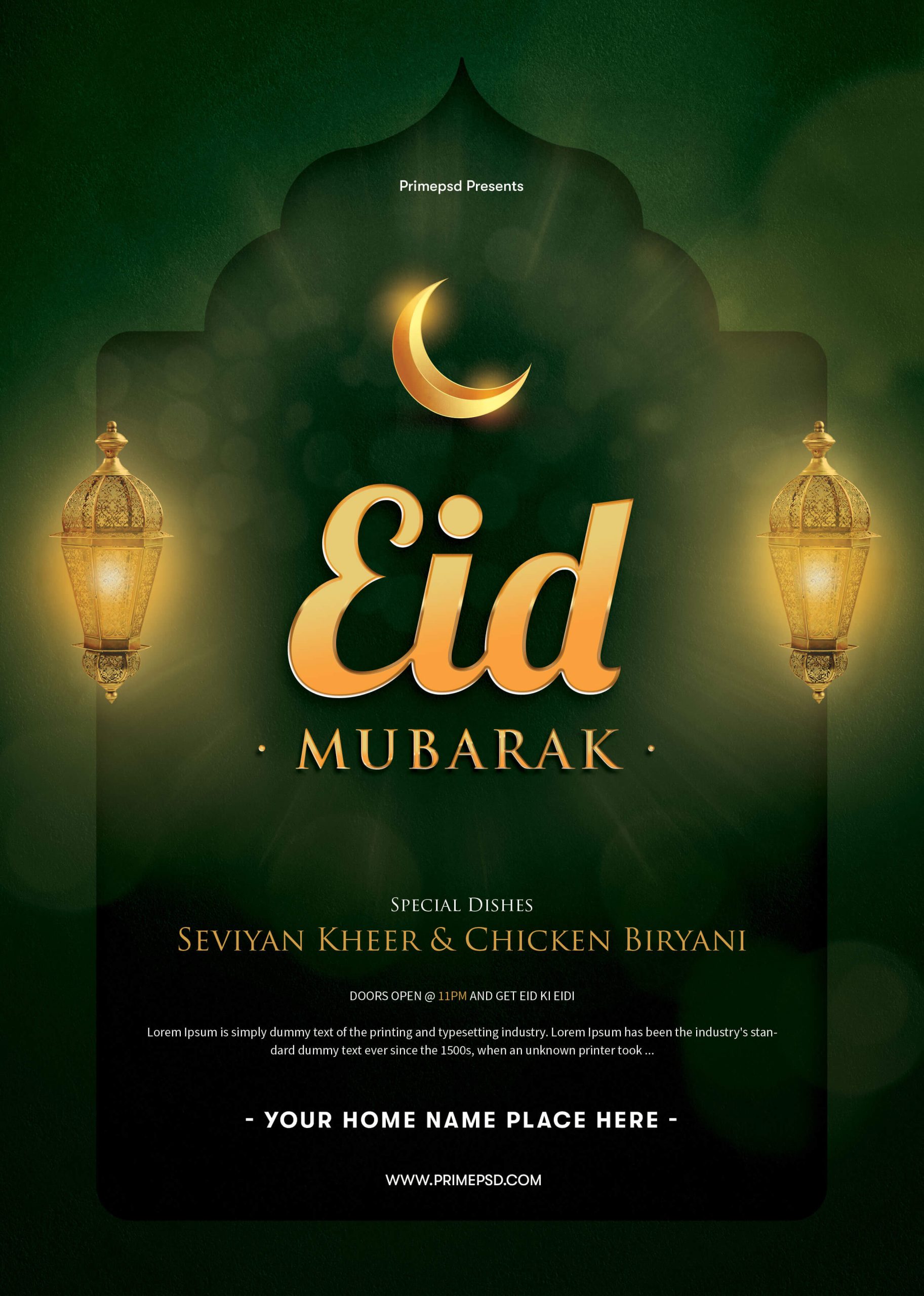 Eid mubarak, Eid mubarak flyer, Eid mubarak flyer psd, Eid mubarak free, Eid mubarak free flyer, primepsd, eid flyer psd, creative design, creative eid mubarak flyer, eid mubarak flyer green