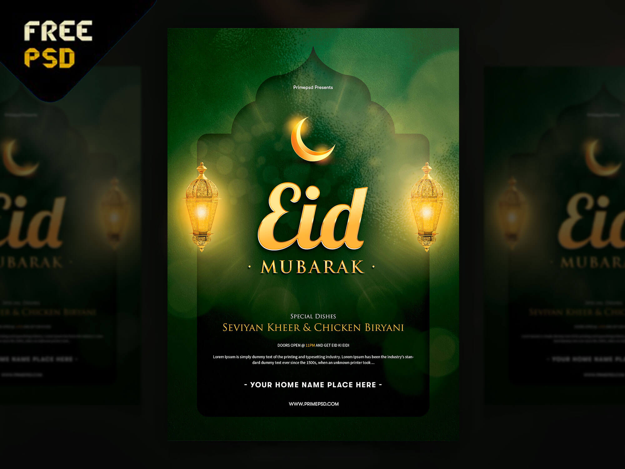 Eid Mubarak Flyer Free PSD Download PrimePSD