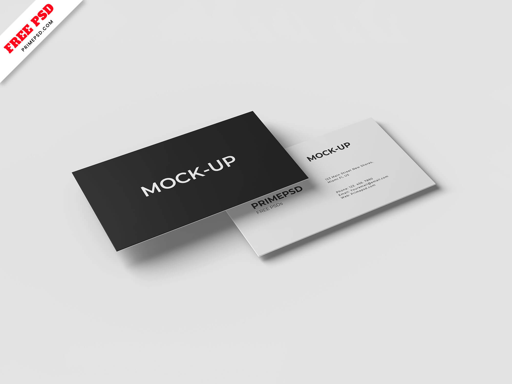 floating business card mockup