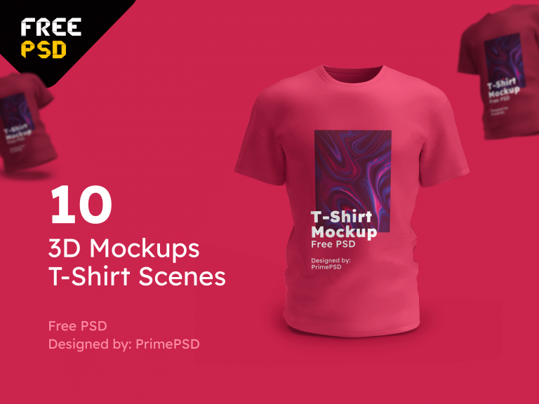 3D Mockups T-Shirt Scenes (10 Mockups) - PrimePSD