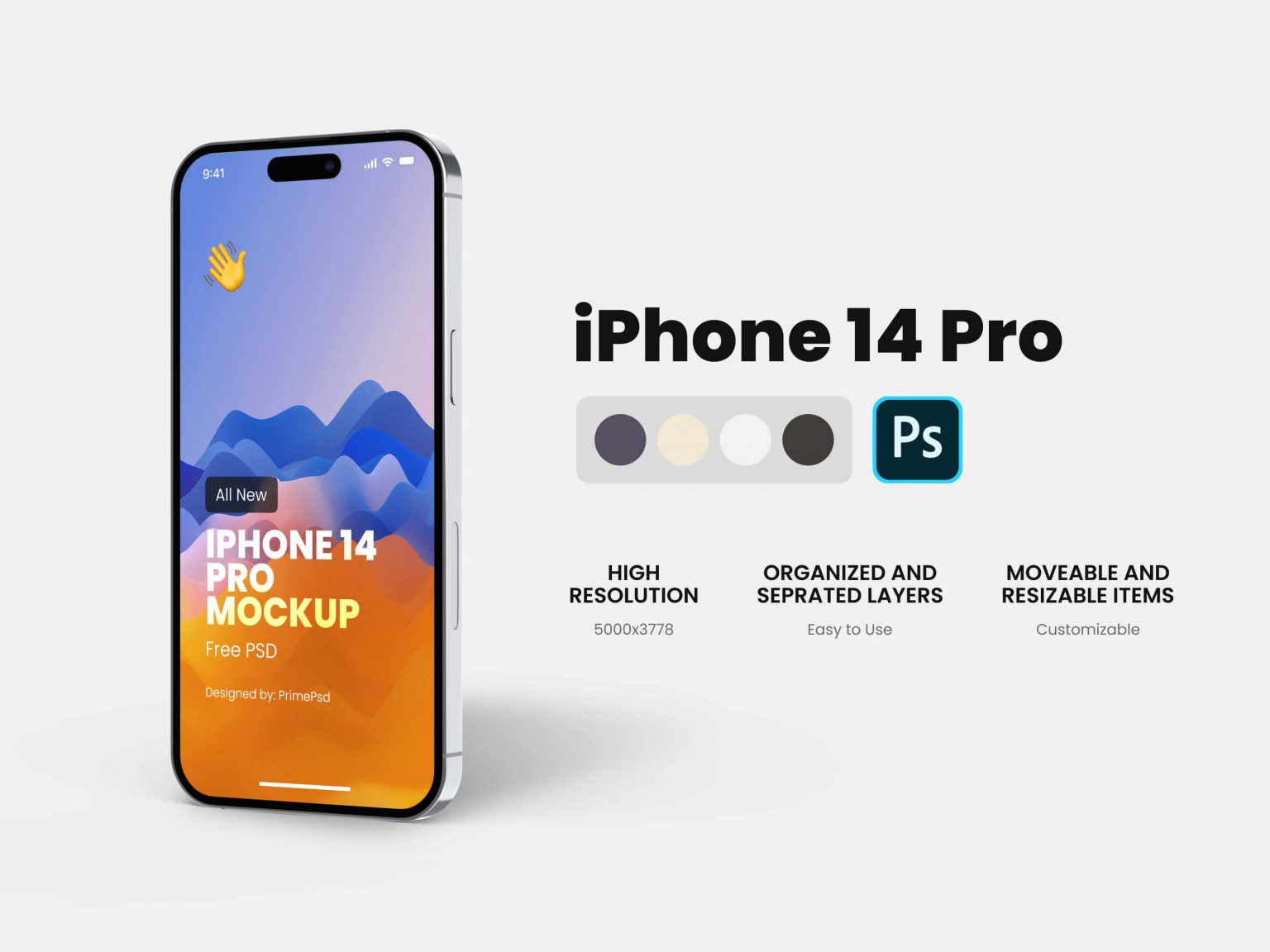 iPhone 14 Pro Perspective Mockup Free PSD - PrimePSD