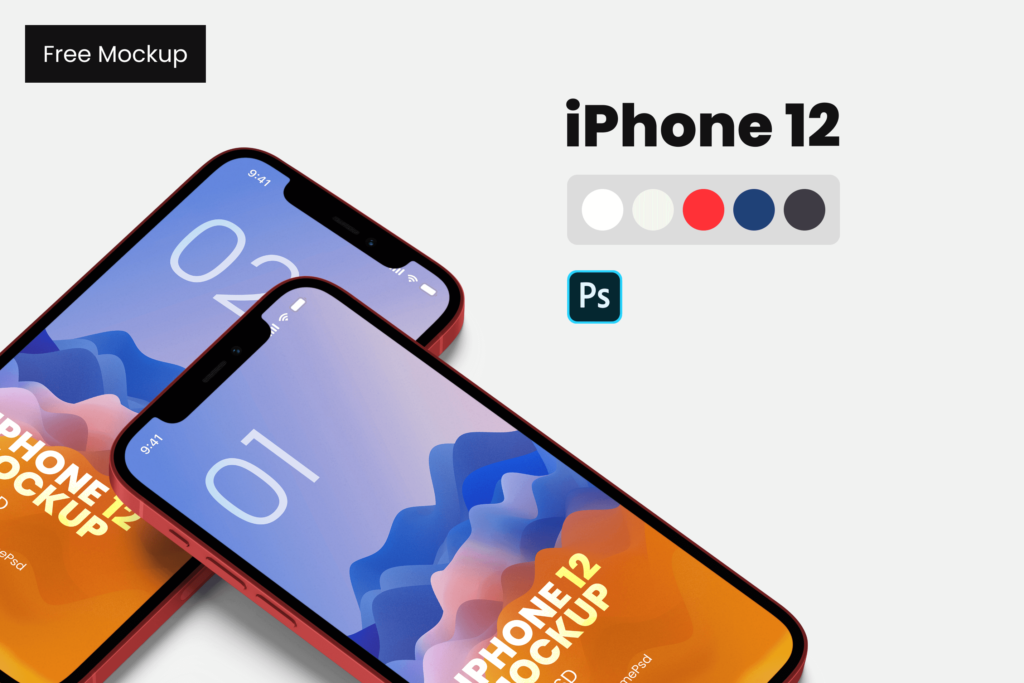 iPhone 12 Perspective Mockup Free PSD - PrimePSD
